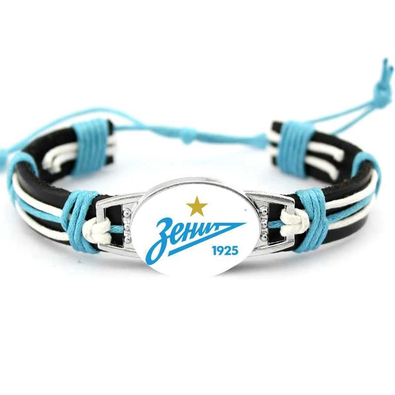 Оригинальные браслеты кожаные с подвесками ИТ FC Zenit изображением футбольной