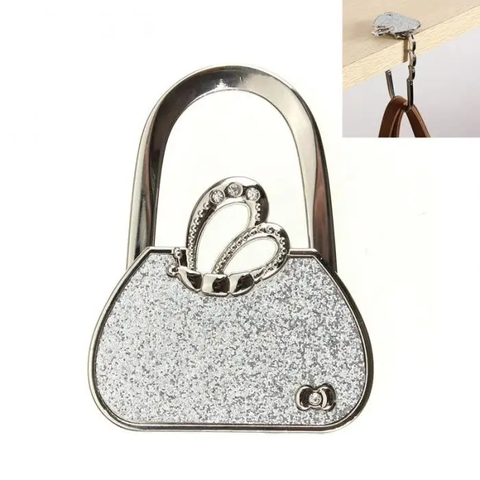 Colgador de tela para bolso de mano plegable, gancho de mesa duradero