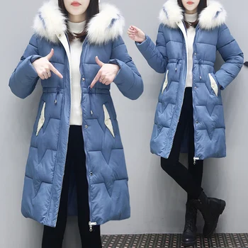 

Women Winter Clothes Coat 2020 Parka Korean Warm Jacket Womens Coats Big Fur Collar Hooded Wmen Parkas 1522 YY1264