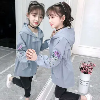 

Fashion New 3 Colors Spring Autumn Zipper Girls Jackets Coat For 4 5 6 8 10 12 13 Year Old Warm Girls Clothes Hooded Outerwear