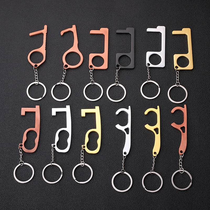 1/2/5pcs Keychain Metal Prevention Against Contact The Door Elevator Artifact Multifunctional Key Ring Anti-Virus Keychains | Украшения и