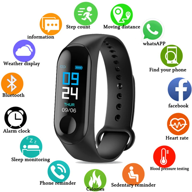 

GEJIAN Men's and Women's Smart Watch Running Bike Mountaineering Pedometer Health LED Color Screen Watch relogio inteligente