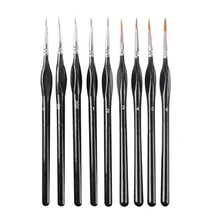

9pcs Watercolor Hook Line Pen Soft Outline Painting Miniature Detail Paint Brush Set for Gouache Oil Acrylic Painting