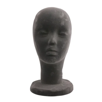 

Female Foam Mannequin Head Wig Headphone Display Salon Model Stand Gray