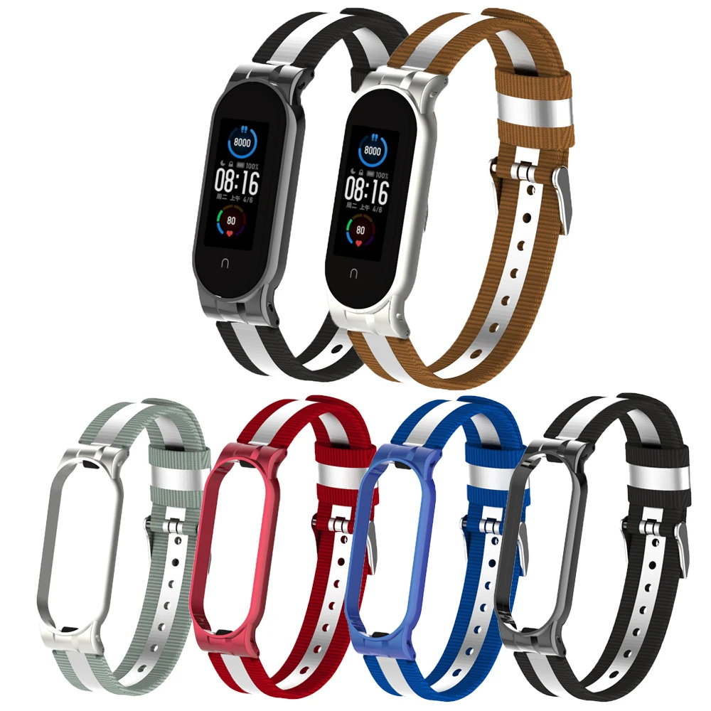 

Smart band Metal Stainless Steel+Nylon Replacement Miband For Xiaomi Mi Band 5 Strap Bracelet for Mi Band 5 Strap Wrist Bracelet