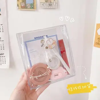 

Transparent Diy Sticker Cosmetic Case PVC Storage package Waterproof Girls Large Capacity Make up Bag Bear Smile Travel Holder