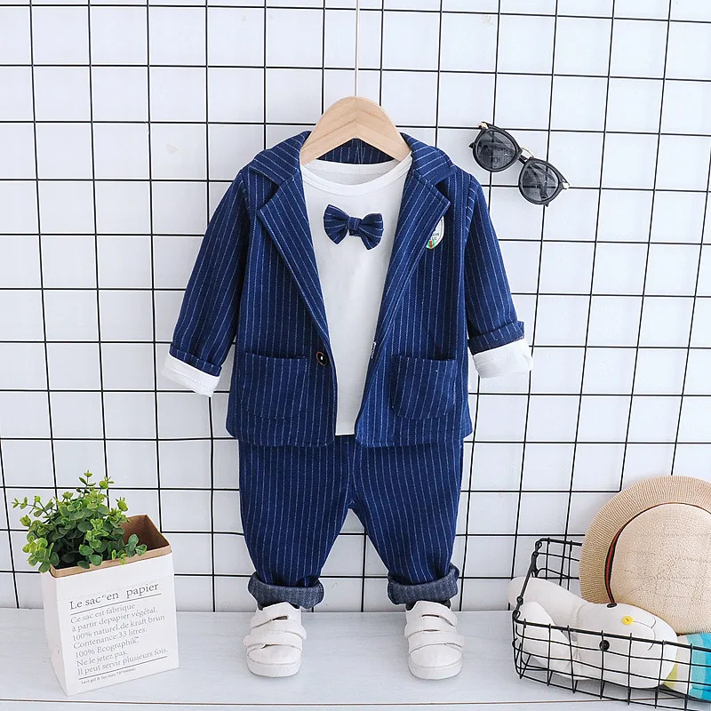 

2020 Childrenswear Boy's Formal Dress Striped Suit New Style Korean-style Casual Children Suit Three-piece Set
