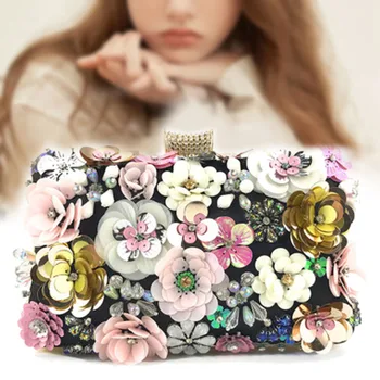 

Colorful Flower Evening Bags Women Formal Bridal Wedding Purse Prom Cocktail Party Handbags J9