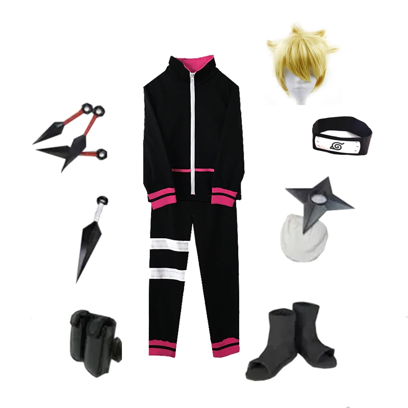 Костюм Brdwn Boruto унисекс для косплея Konoha Uzumaki (топ + брюки повязка на голову обувь