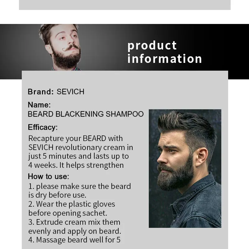 Sevich 15ml Beard Blackening Shampoo Dye Beard Into Black Fast Beard Darkening Shampoo Natural Black Shampoo For Beard