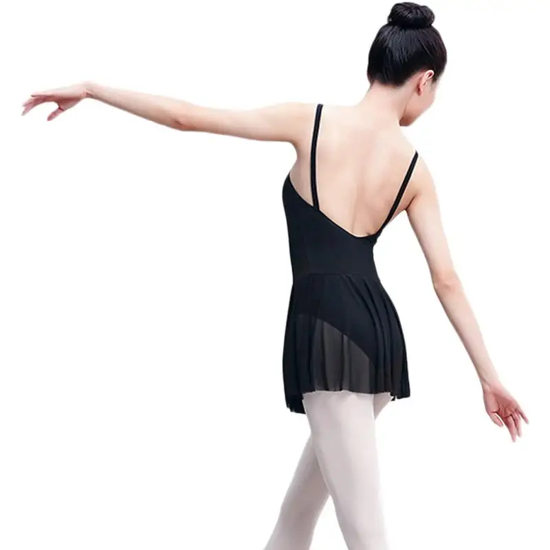 Одежда для занятий балетом, одежда для взрослых, Спортивная Одежда для танцев, тест на тело, костюм, Воздушная Йога, танцевальная юбка, черный тонкий ремешок