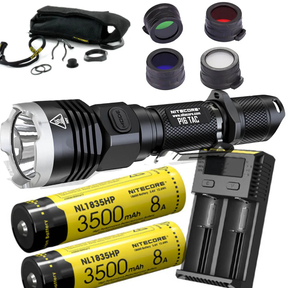 NITECORE P16Tac тактический фонарь CREE XM-L2 (U3 max 1000 люмен дальность луча 300 м + 40 мм NFR40 NFB40 NFG40
