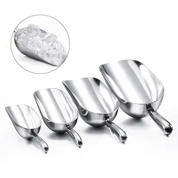 

1pcs Multi-functional Aluminum Alloy 6oz Bar Ice Scoop Shovel Food Tea Sugar Scoop for Supermarket Bar - Silver