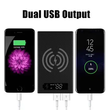 

Spliced Combined DIY 18650 Battery Case Wireless Charging Power Bank Shell Portable External Box Powerbank Protector LCD Display