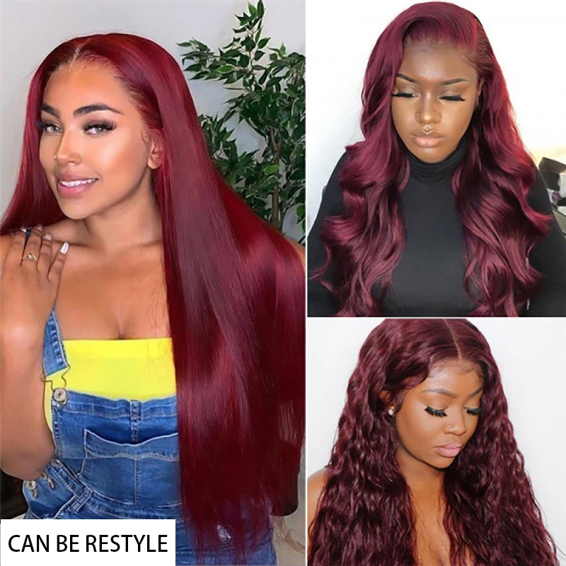 Feixes de Cabelo com Fechamento Brasileiro em Linha Pacotes com Fechamento Borgonha Reta Tecer Cabelo Humano 4x4 Não Remy 8-26 Polegada Kemy 99j - 6 Cheap Pacotes com 34 com fecho