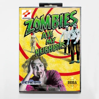 

Sega MD games card - Zombie Ate My Neighbors US Cover with box for Sega MegaDrive Video Game Console 16 bit MD card