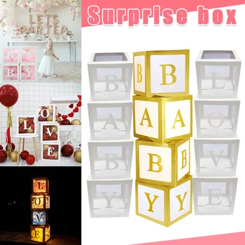 

4Pcs/Set Baby Shower Party Decor Balloon Box Transparent Cardboard Box Xmas Gift HUG-Deals