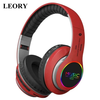 

LEORY VJ033 Wireless bluetooth Headphone Super Bass Headset LED Breathing Light Foldable Earphones Support FM/MP3/EQ/TF Card