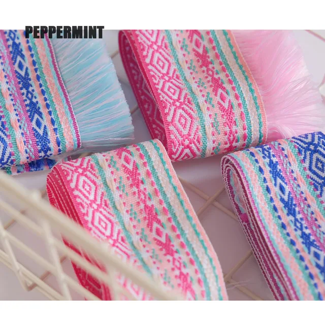 Buy 1yard 7mm Pink Embroidery Tassel Ethnic Fringe Lace Trim Trimming Ribbon Sewing Latin Dress Stage Garment Curtain Decorative Online