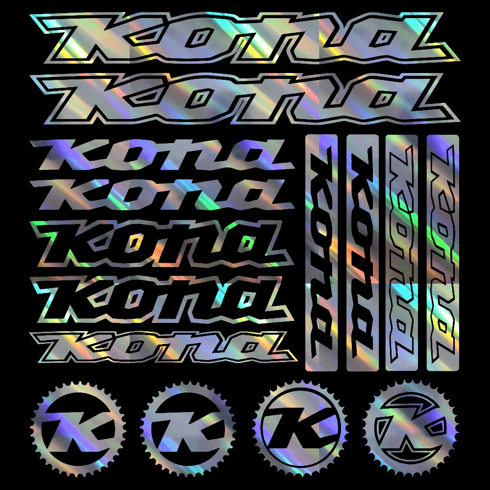Виниловая графическая наклейка для Kona на велосипедную раму, автомобильный Стайлинг, Набор наклеек для кузова автомобиля (горный велосипед, горный велосипед, BMX, гоночная дорога, велосипед)