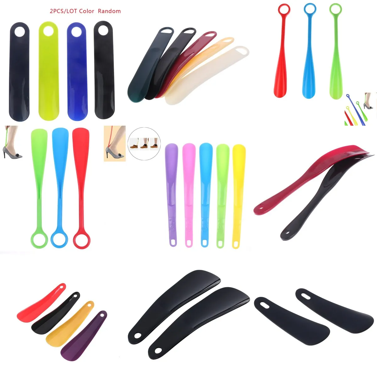 1/2pcs Pro Shoe Horns Black Plastic Shoe Horn Spoon Shape Shoehorn Shoe Lifter Flexible Shoe Lifter Shoes Accessorie