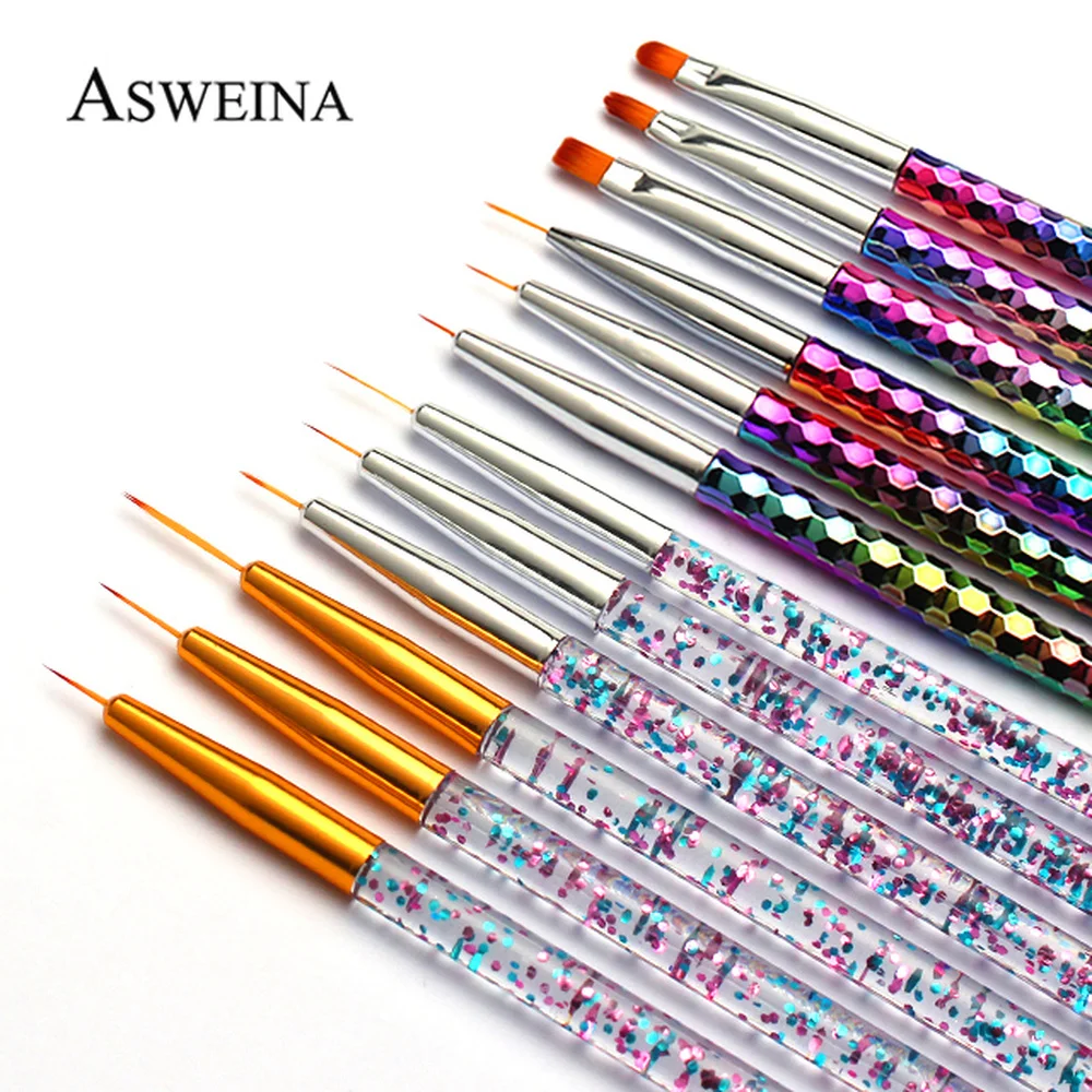 3pcs/set Nail Art Liner Painting Pen 3D Tips DIY Acrylic UV Gel Brushes Drawing Flower Line Grid French Design Manicure Tools | Красота и