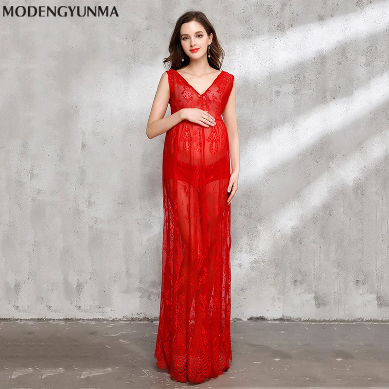 Maternity Dresses New Photography Props Flower Lace Dress Fashion V-neck Voile Summer Pregnant | Мать и ребенок
