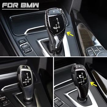 

True Carbon Fiber Gear Shift Handle Sleeve Button Cover Stickers For BMW F20 F30 F10 F32 F25 X5 F15 X6 F16 Interior Accessories