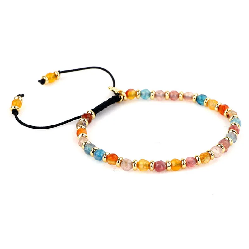 New Women Jewelry Bracelet 4mm Faceted Natural Stone Bead Adjustable Macrame Bracelet Lady Gift - Image 4