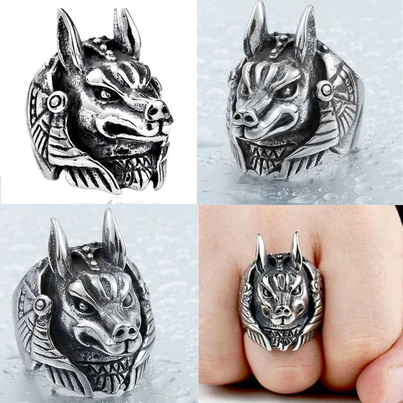 Unique Punk Men's Engraved Domineering Wild Wolf Head Geometric Metal Male Ring for Party Jewelry Accessories Size 7-14 | Украшения и