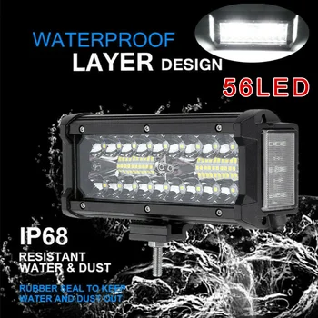 

7 Inch 168W 56LED Dual Side LED Work Light Driving Lamp IP67 Waterproof Work Light Combo Off-road ATV Universal