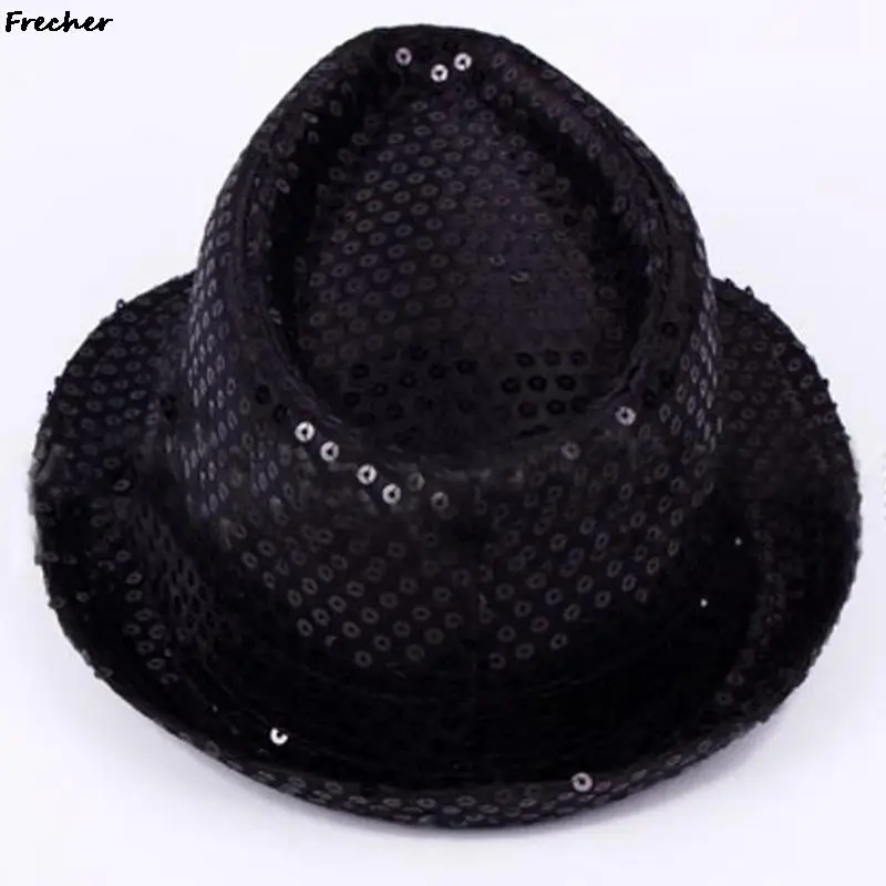 New Fashion Adult Unisex Brilliant Glitter Sequins Hat Dance Show Party Jazz Hat Cap Show Stage Props Beading Caps Fedoras cosplay hats game cosplay props