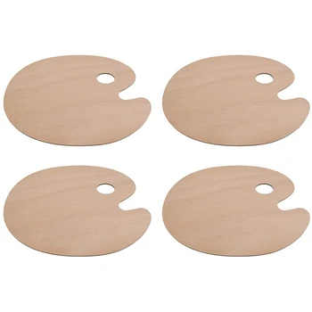 

4 Pack Oval Wooden Painting Palette for Acrylic Oil Watercolor Craft DIY Art Painting Palettes 11.75 Inch x 15.75 Inch