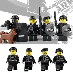 MINOCOOL 4 шт. военный солдат набор игрушек специальная полицейская кукла строительный блок с защитная маска щит кукла Фигурка пистолет