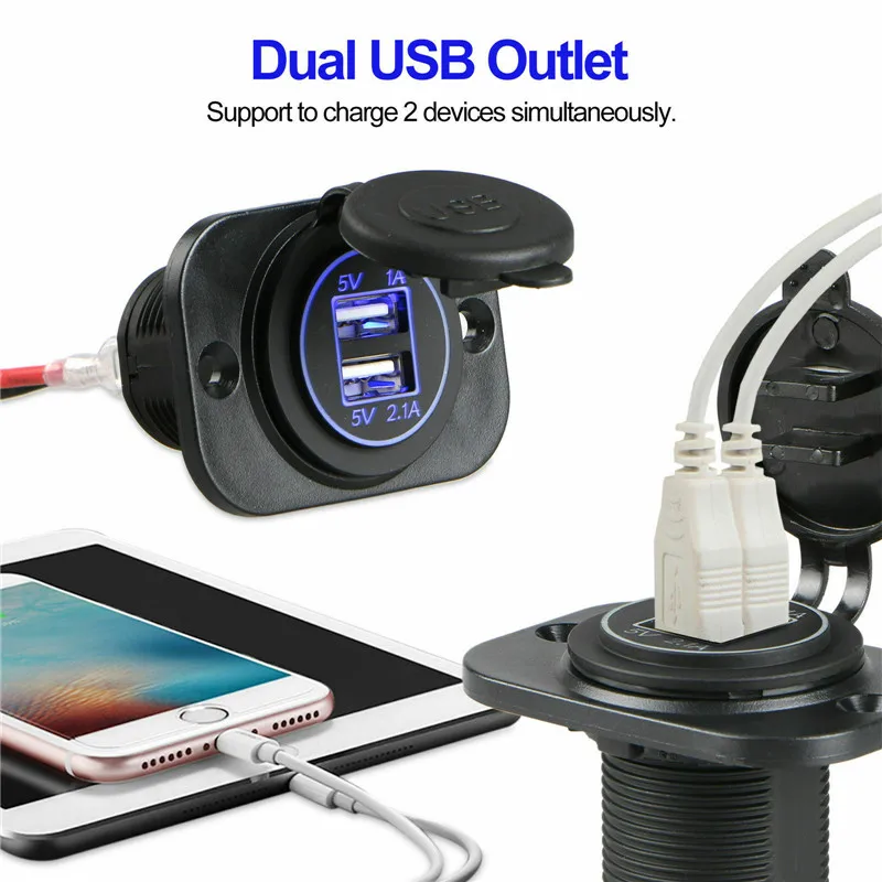 3.1A двойной USB порт автомобильное зарядное устройство розетка водонепроницаемый 12 В светодиодный для Iphone Путешествия измеритель напряжения гнездо адаптера питание
