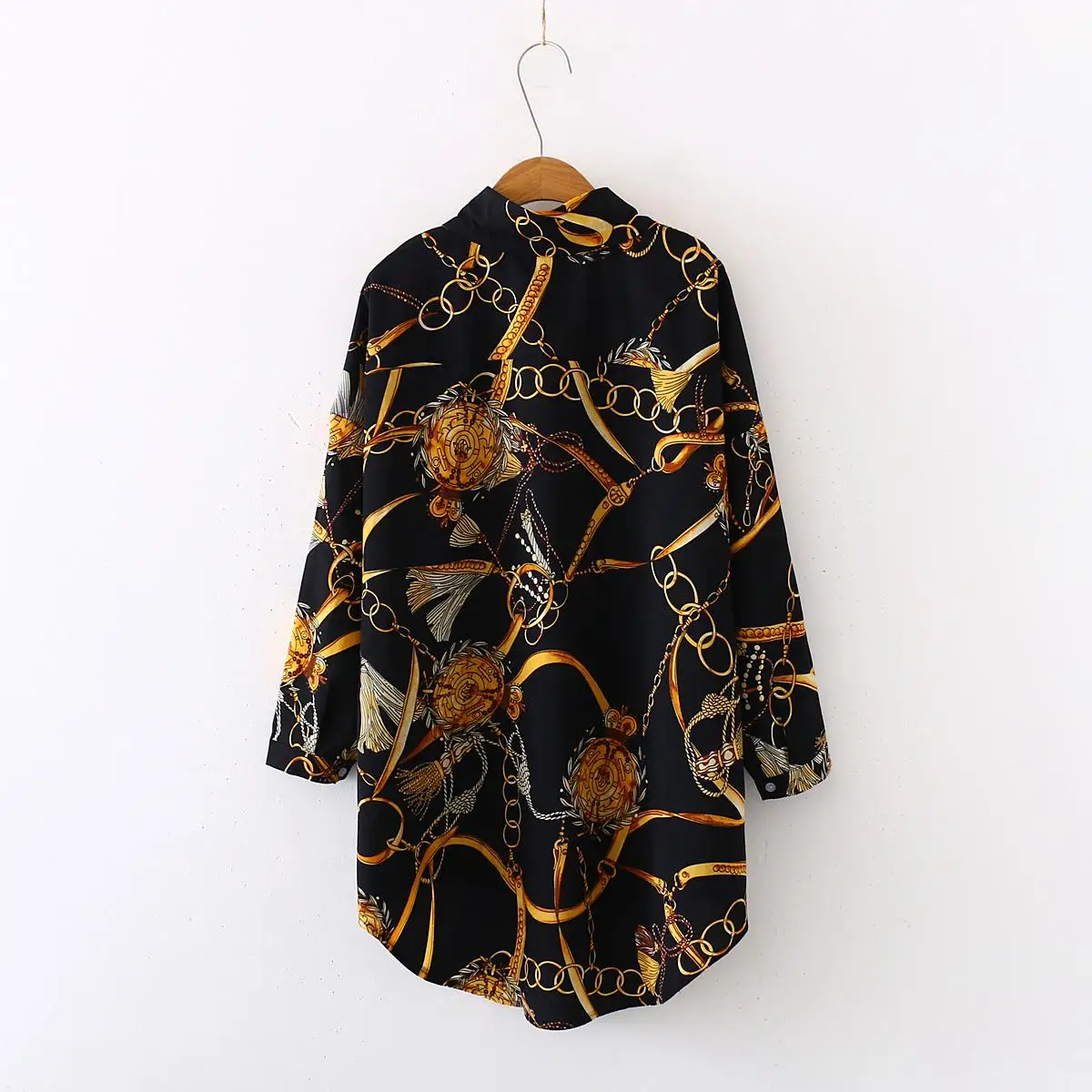 Fashion chained casual oversize Women Blouses Spring chiffon Blouse 3/4 sleeve Loose Casual Tops Shirts 5