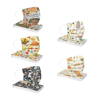 

50pc Kids Survivor Masks Tie-dye Thanksgiving Disposable Mask Gradient Turkey Printed Three-layer Dust-proof Disposable Mask マスク