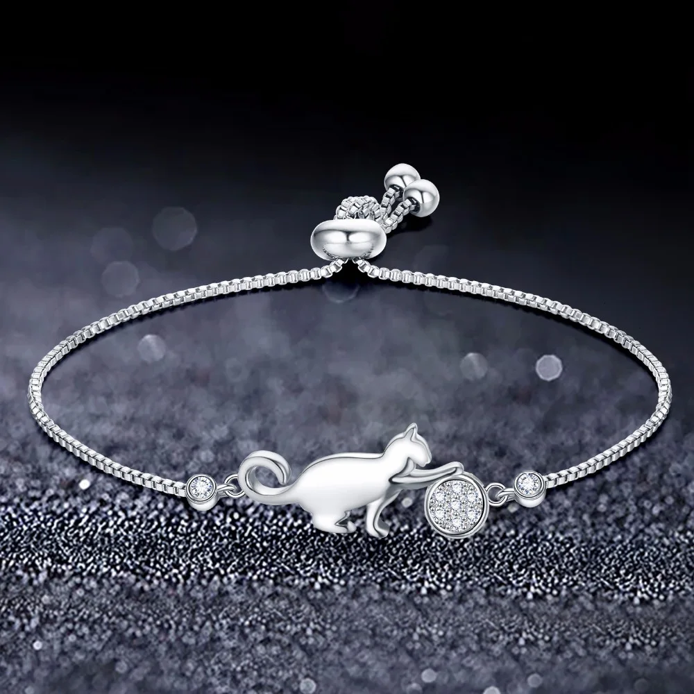 SIPENGJEL Trendy Cubic Zirconia crystal Cat and Ball Charm Bracelets for Women Simple Jewelry gift pulseras mujer moda 2020