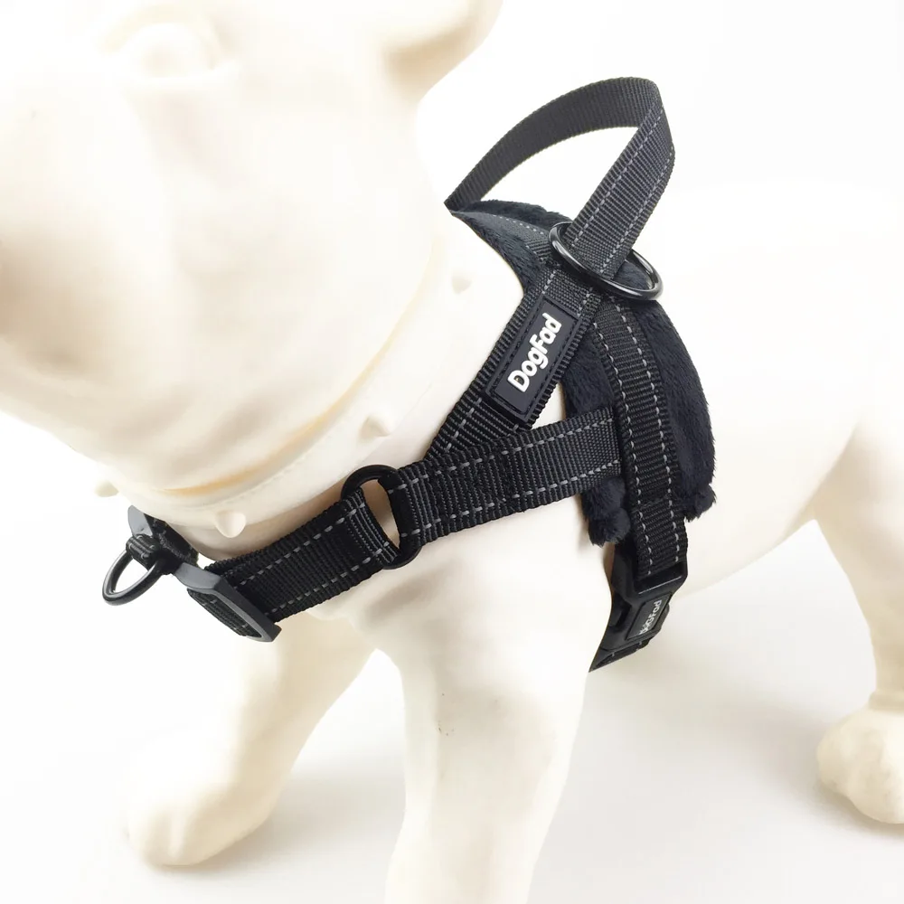 Поводок для собак удобный фланелевый жилет для животных жгут с ручкой Светоотражающий Поводок для собак с передним поводок, крепление - Цвет: Black harness