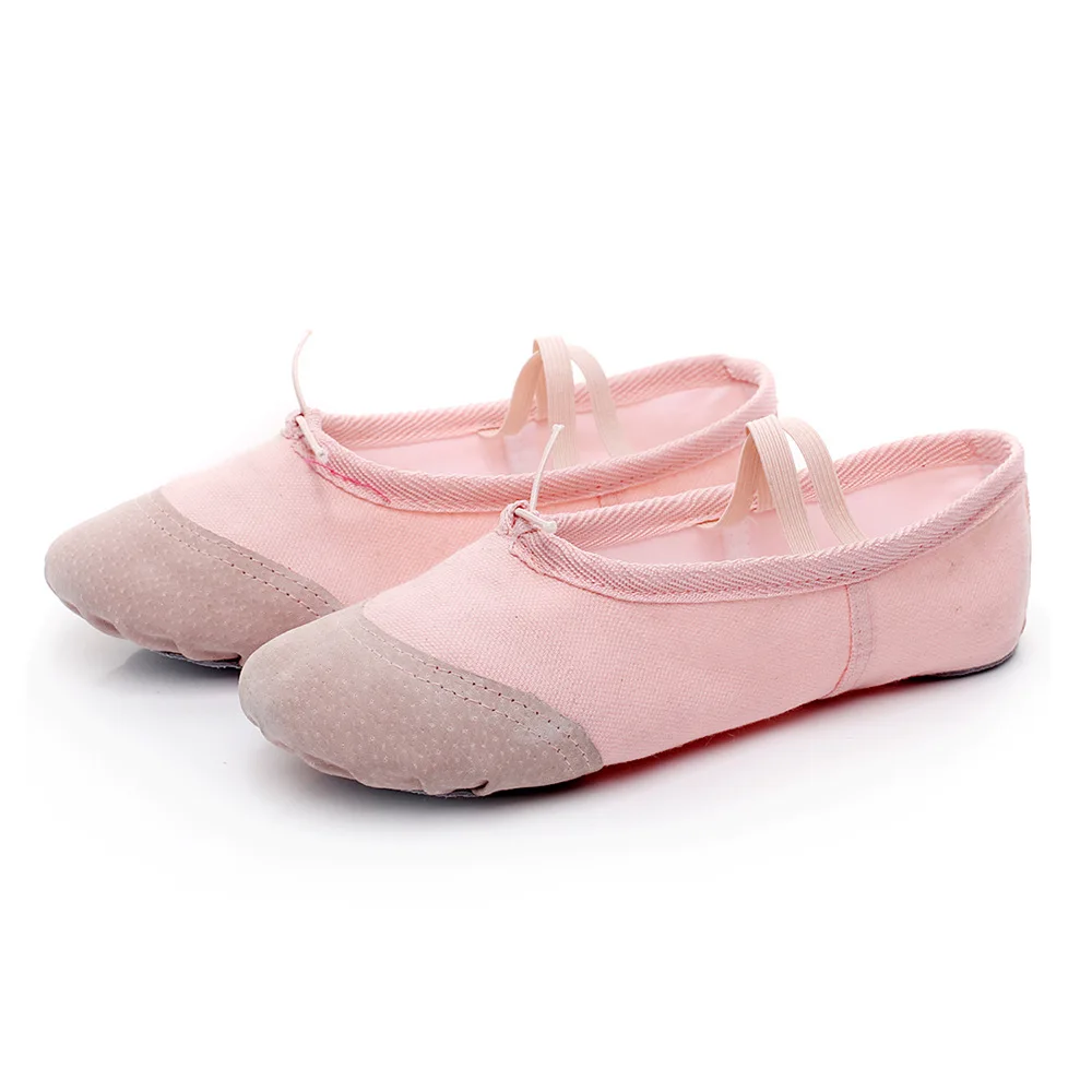 Парусиновые балетки на плоской подошве; мягкие балетки; Танцевальная обувь для женщин; подошва из спилка из коровьей кожи; обувь для латинских танцев, йоги; спортивная обувь для девочек с лентами - Цвет: Light Pink