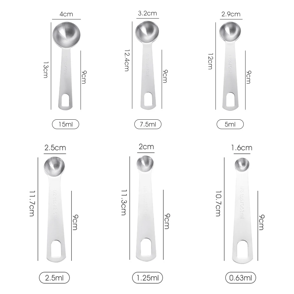 10 pcs/set Measuring Spoons Stainless Steel Seasoning Coffee Tea Measuring Spoons With Scale Bakery Tool Kitchen Supplies
