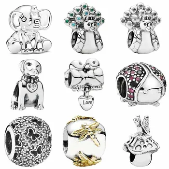 

Sparkling Peacock Forest Fairy Labrador Dog Love Birds Doves Butterflies Charm Fit Bracelet 925 Sterling Silver Bead DIY Jewelry