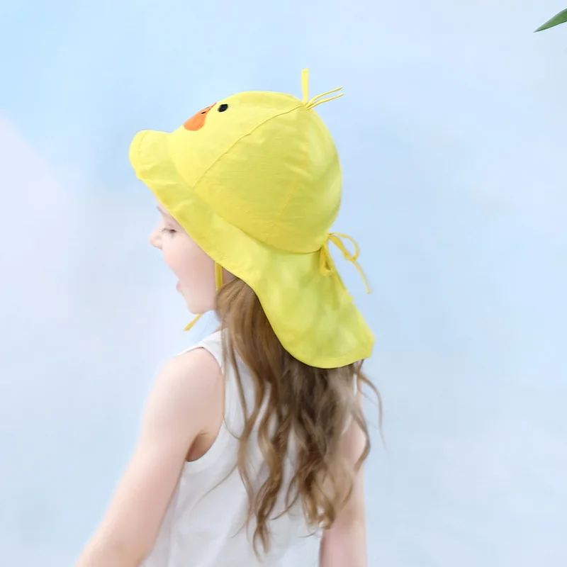 Baby Summer UV Cut Cap 1-7 Years Yellow Duckling Sun Hat Soft Light Children's Girl Boy Visor Anti-UV Breathable | Детская одежда и