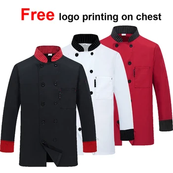 

Free Logo Printing Unisex Lady Full Sleeve Winter Man Chef Coat Jacket Food Service Cook Uniform Male Waiter Work Shirt