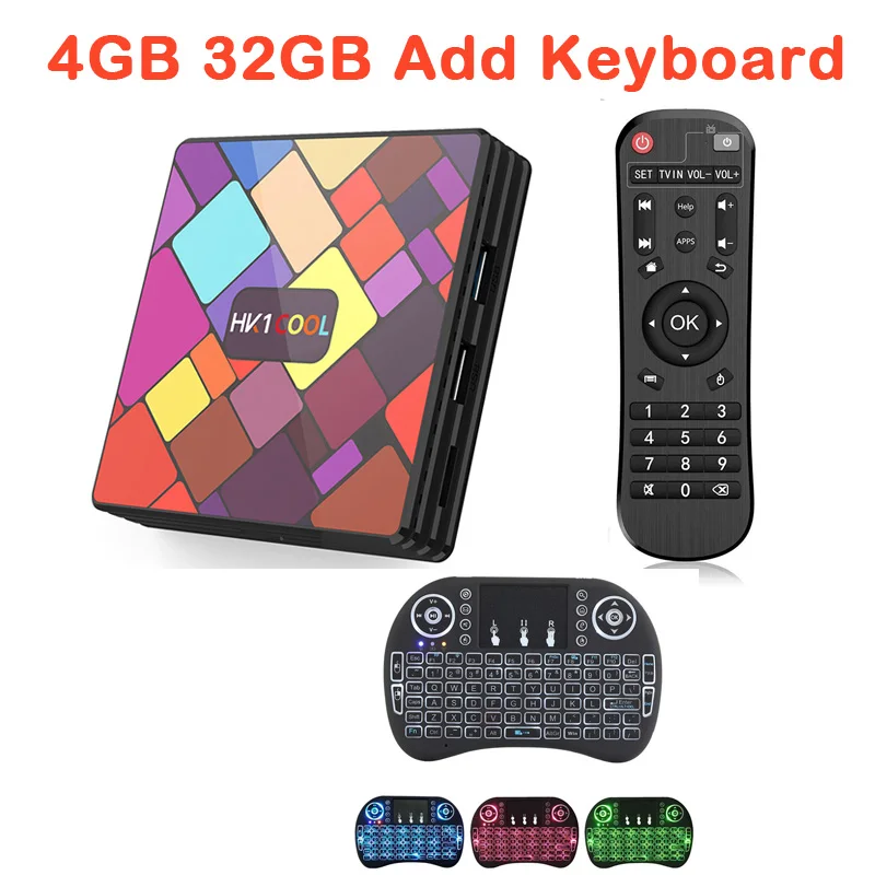 Android 9,0 Smart tv Box HK1 классный 4K Четырехъядерный 4G/64G 2,4G/5 GHz двойной wifi Bluetooth IP tv Neflix Youtube медиаплеер телеприставка - Цвет: 4G 32G Add keyboard