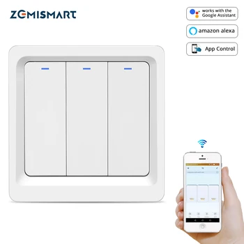 

Zemismart EU WiFi Wall Push Light Switch Alexa Google Home TUYA APP Control One Gang Two Three Gangs Physical Switches