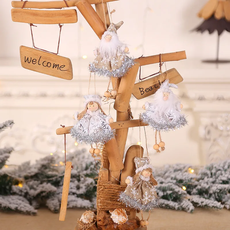 

Santa Claus Pendant Christmas Tree Decorations Angels White Christmas Tree Hanging Ornament For Home Cute Girl Xmas Navidad