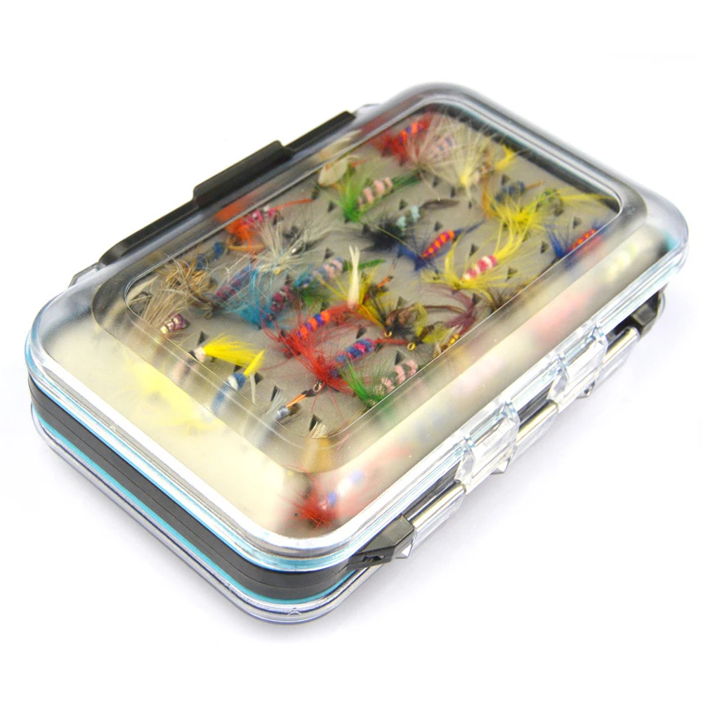 64 шт. рыболовные приманки, искусственные приманки, имитирующие летающее насекомое, форель, рыба, набор наживок для зимней рыбалки - Цвет: Colorful
