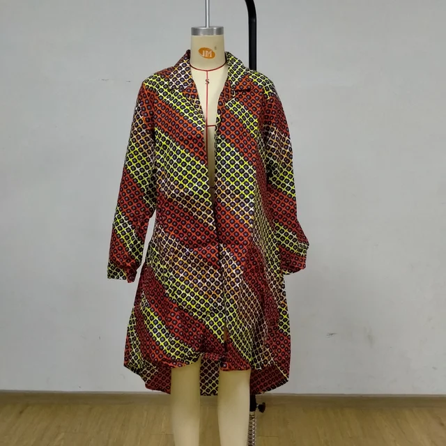 African Women's Long Windbreaker Autumn Fashion Print Women's Jacket Casual Coat Loose Special Clearance Coat style3
