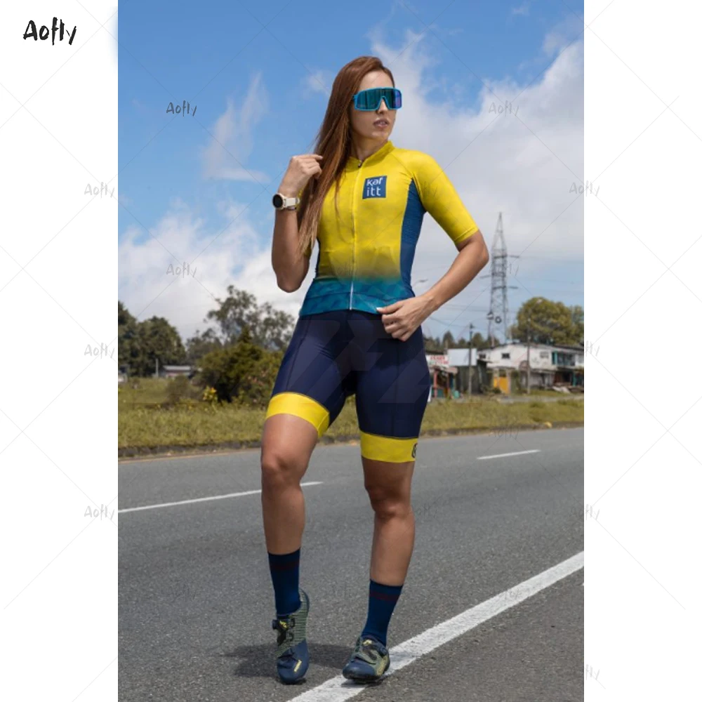 Kafitt пара велосипедных костюмов синий желтый Триатлон набор триатлон Maillot Ropa Ciclismo